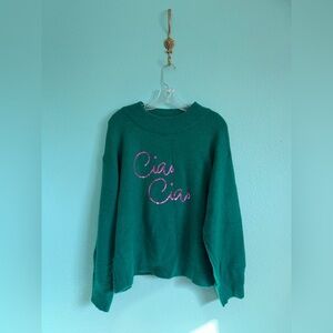 A New Day "Ciao Ciao" Crewneck Sweater, Green
